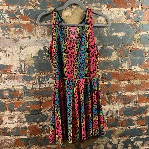 Neon Rainbow Animal Print Tank Top Dress